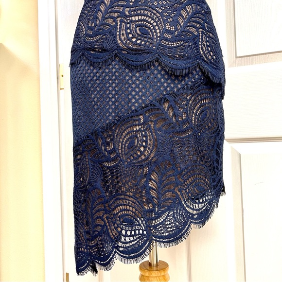 BCBGMAXAZRIA One-shoulder Lace Dress in Blue Lyst asymmetric illusion women’s 2 - Picture 6 of 12